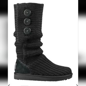 Classic cardi sweater knit tall boots size women's 12 UGGS black
